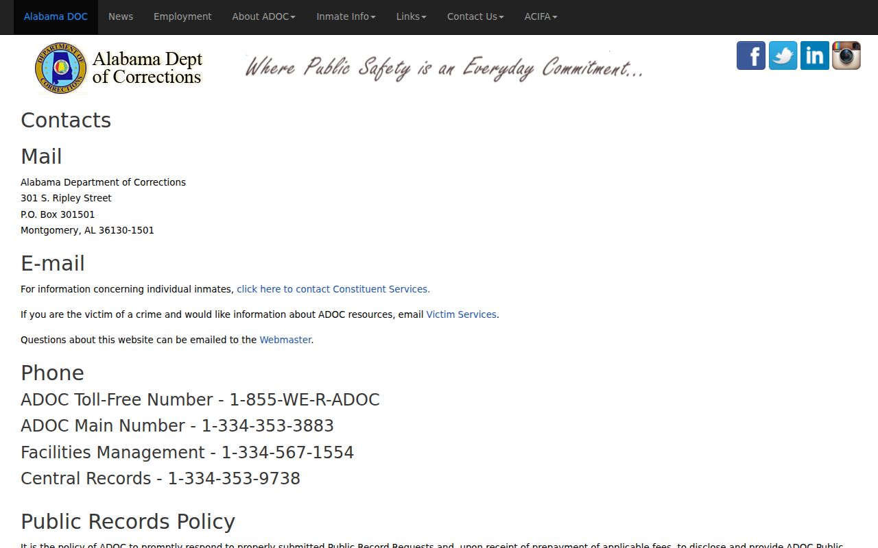 Walker County criminal court records Alabama corrections public records contact