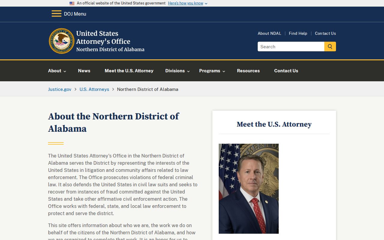Walker County criminal court records Northern District of Alabama federal prosecutor
