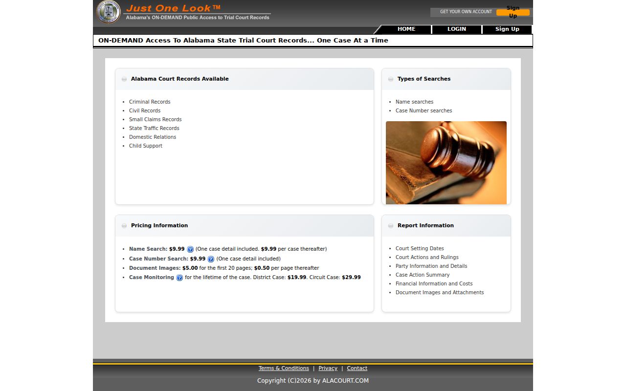 Walker County court case search through Alacourt Access