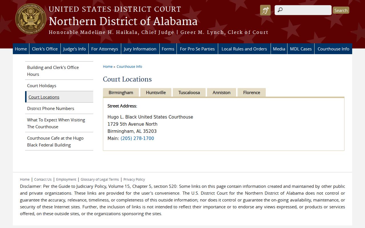 Walker County federal court record courthouse locations