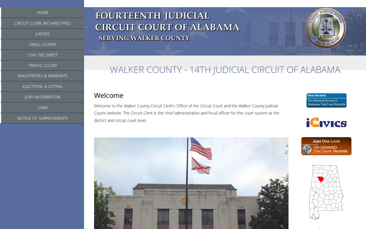 Walker County court records on the Circuit Clerk homepage