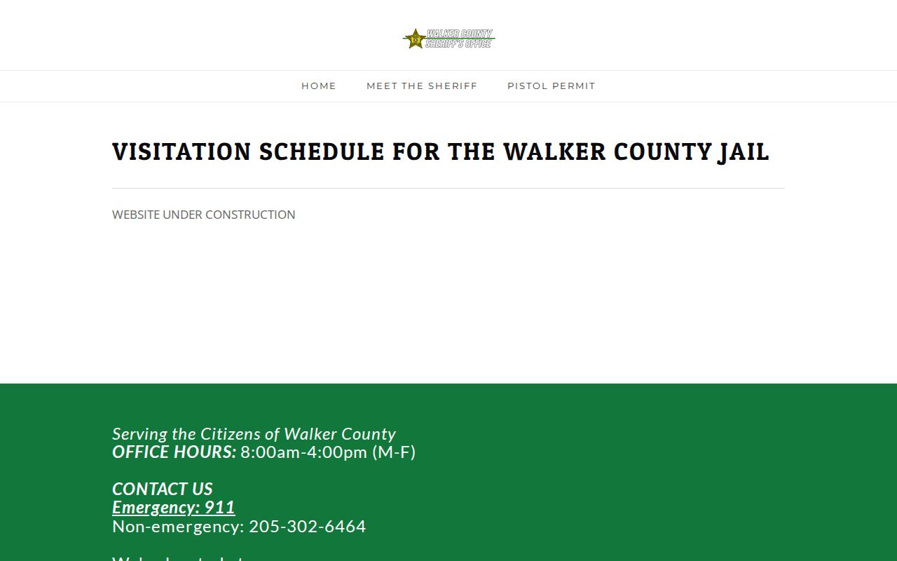 Walker County inmate visitation schedule page under construction
