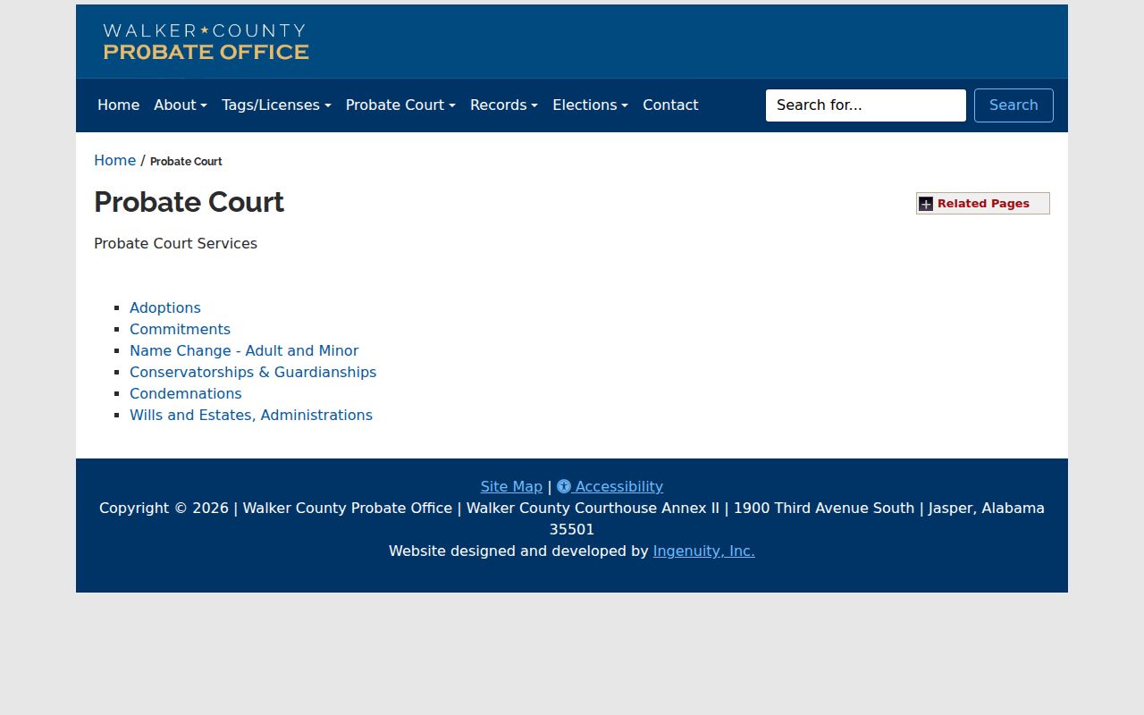 Walker County probate records and Probate Court services