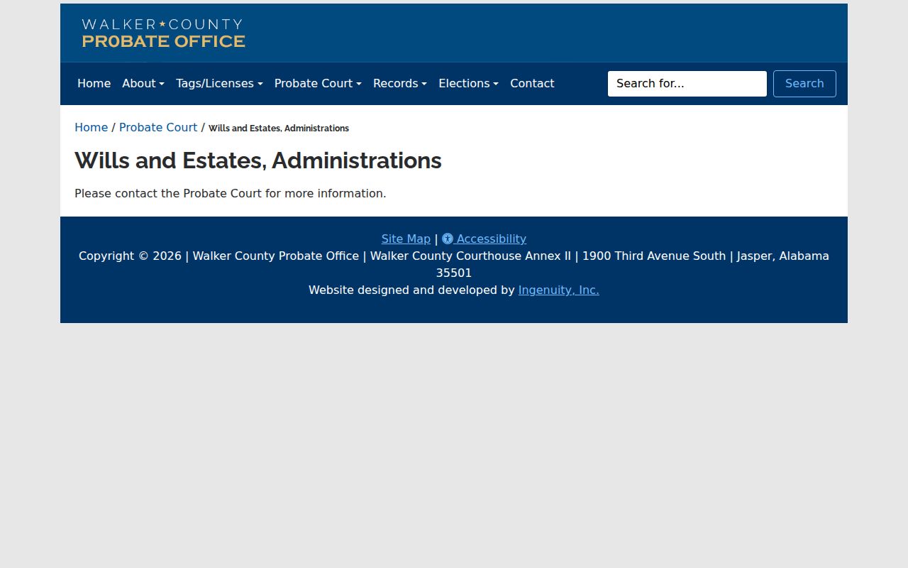 Walker County probate records for wills estates and administrations