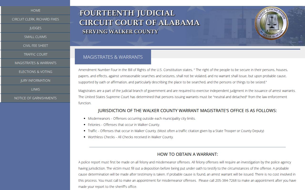 Walker County warrant magistrate instructions and records process